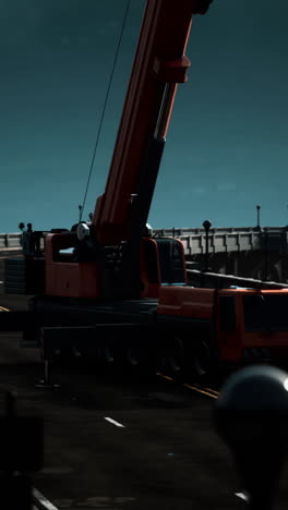 construction crane on bridge