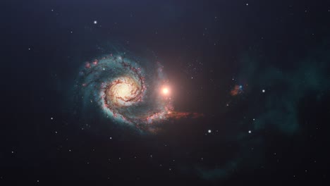 moving galaxy shrouded in clouds in the universe