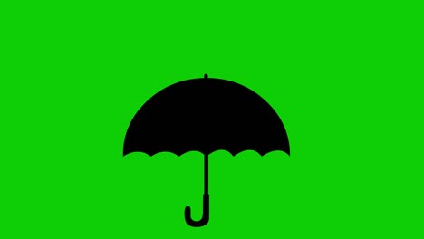 looped animation of the black silhouette of an umbrella with raindrops falling