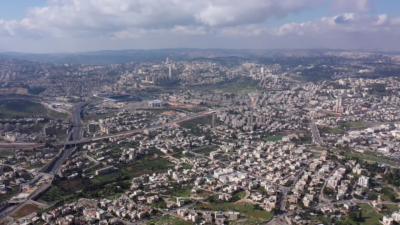 예루살렘 시의 광범위한 항공 비행 뷰