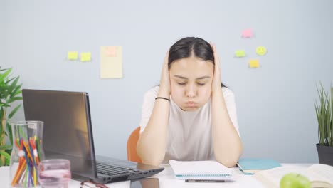 depressed female student experiencing family pressure.