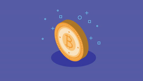 animación tecnológica de la moneda criptográfica bitcoin