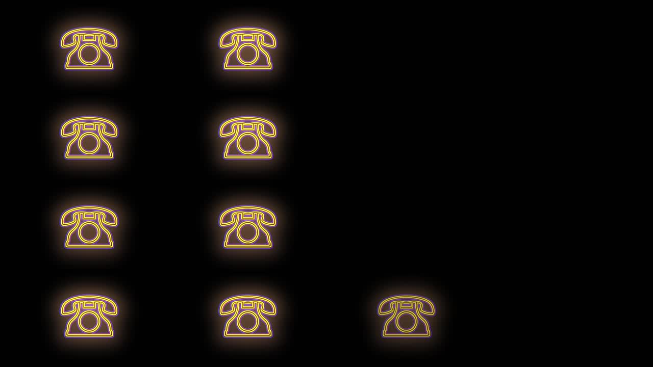 patrón de teléfonos retro amarillo con luz de neón