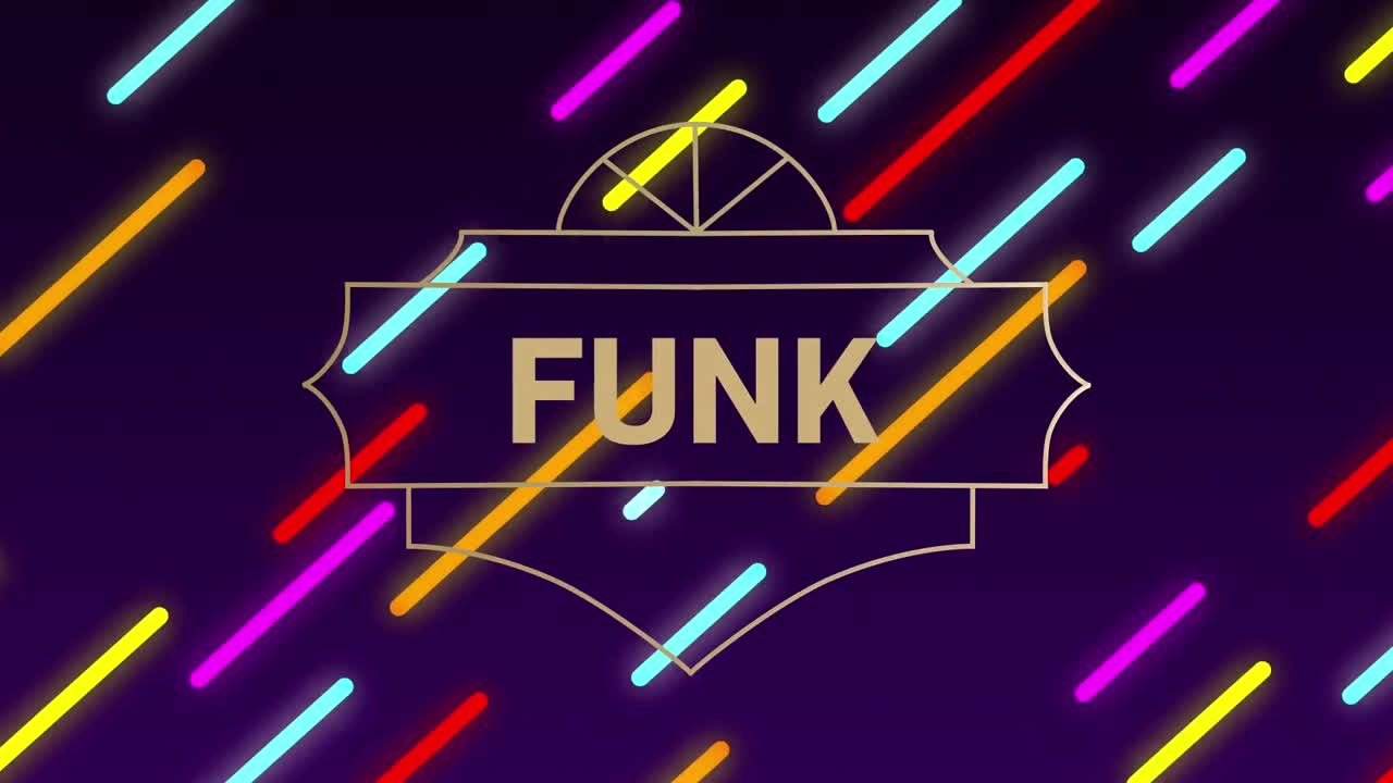 Animation of funk text over light trails