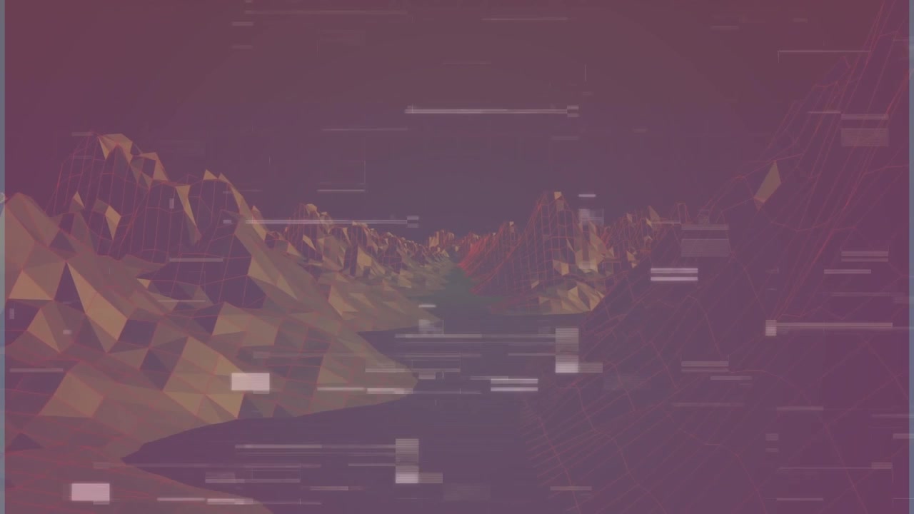 Animation of 3d mountains with glitch effect on digital interface