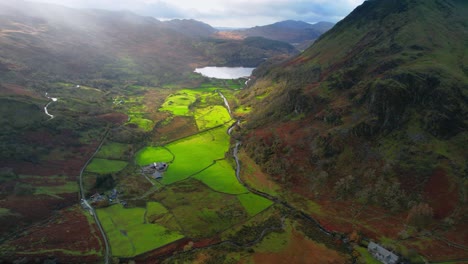 llyn gwynant lake in snowdonia, wales in uk