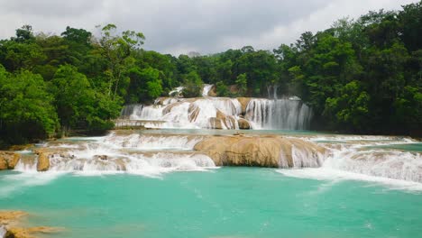 aerial shot of agua azul waterfalls in chiapas, mexico