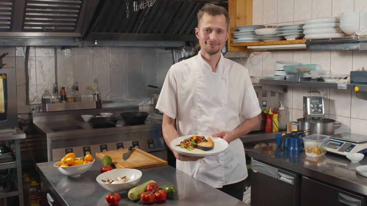 Portrait Of Chef With Prepared Dish