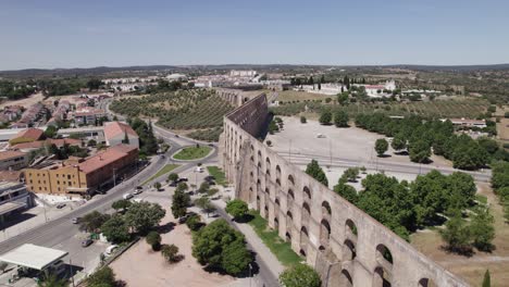 amoreira aqueduct, plantations and town of elvas, forward aerial