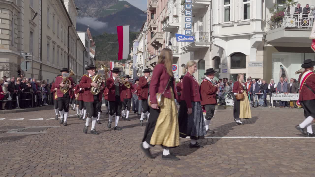 Brass band Stallehr-Bings-Radin at the annual Grape Festival, Meran - Merano, South Tyrol, Italy (part 2 of 3)