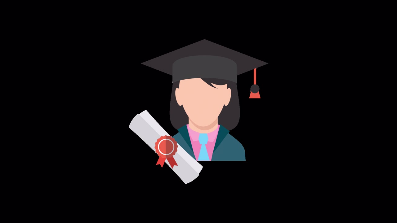 Animated Icon of a Graduate with Diploma and Cap