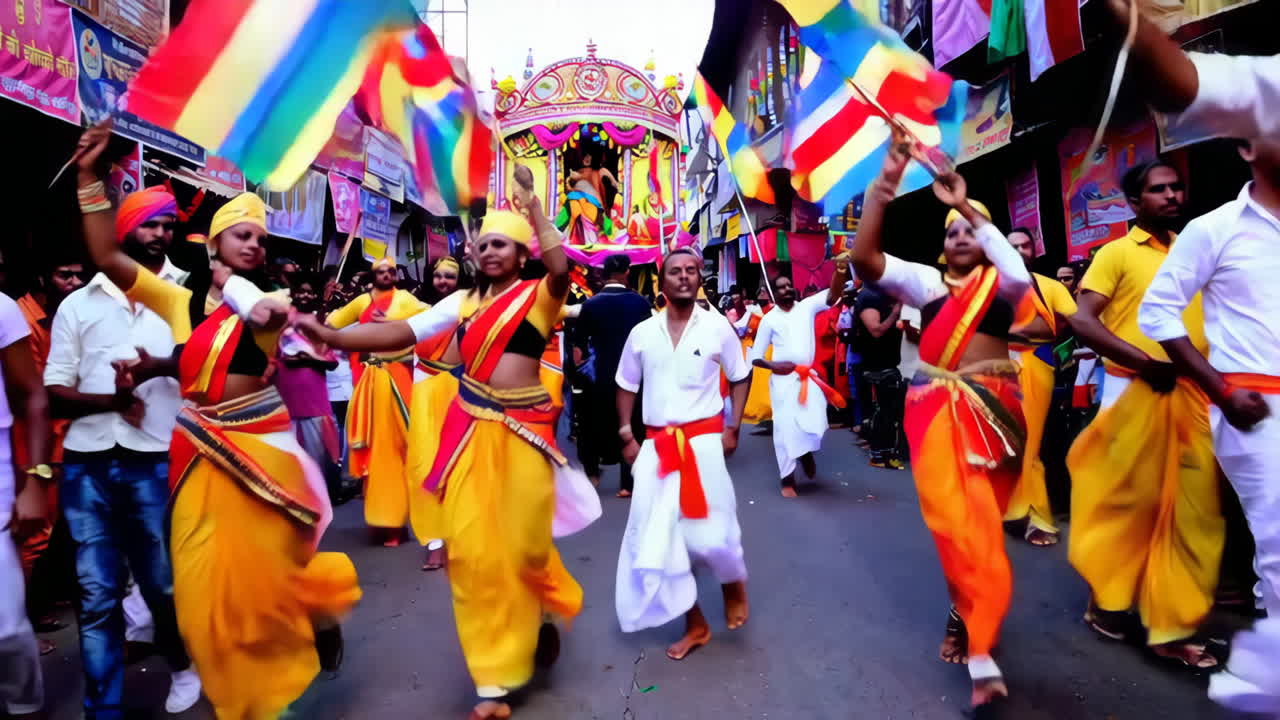 Colorful Religious Festival Parade in India