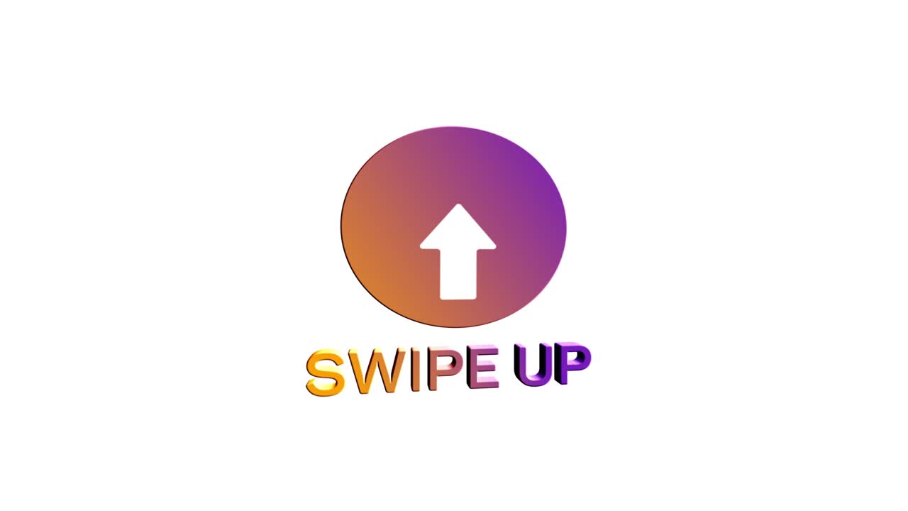 3d Swipe up, arrow up buttons colorful gradient. Application and social network icons, swipe up for advertising. Social media scroll arrows. 4K video animation with alpha channel