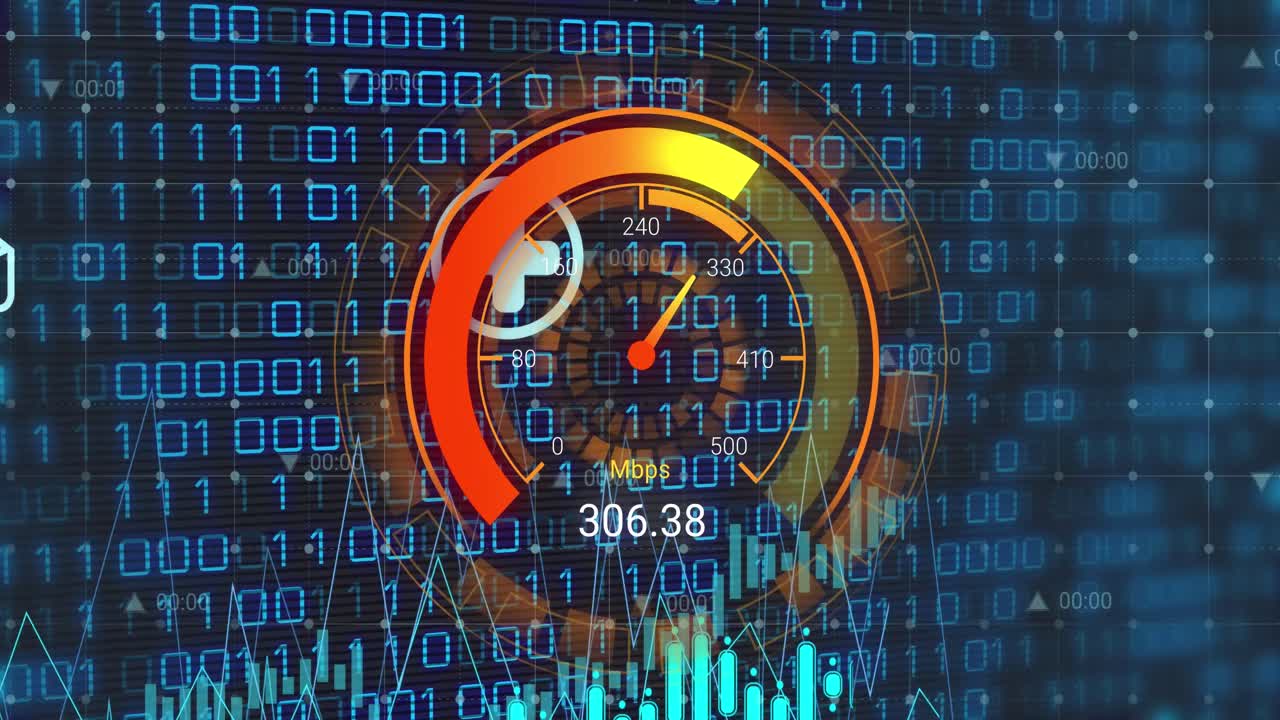animación del procesamiento de datos sobre el velocímetro