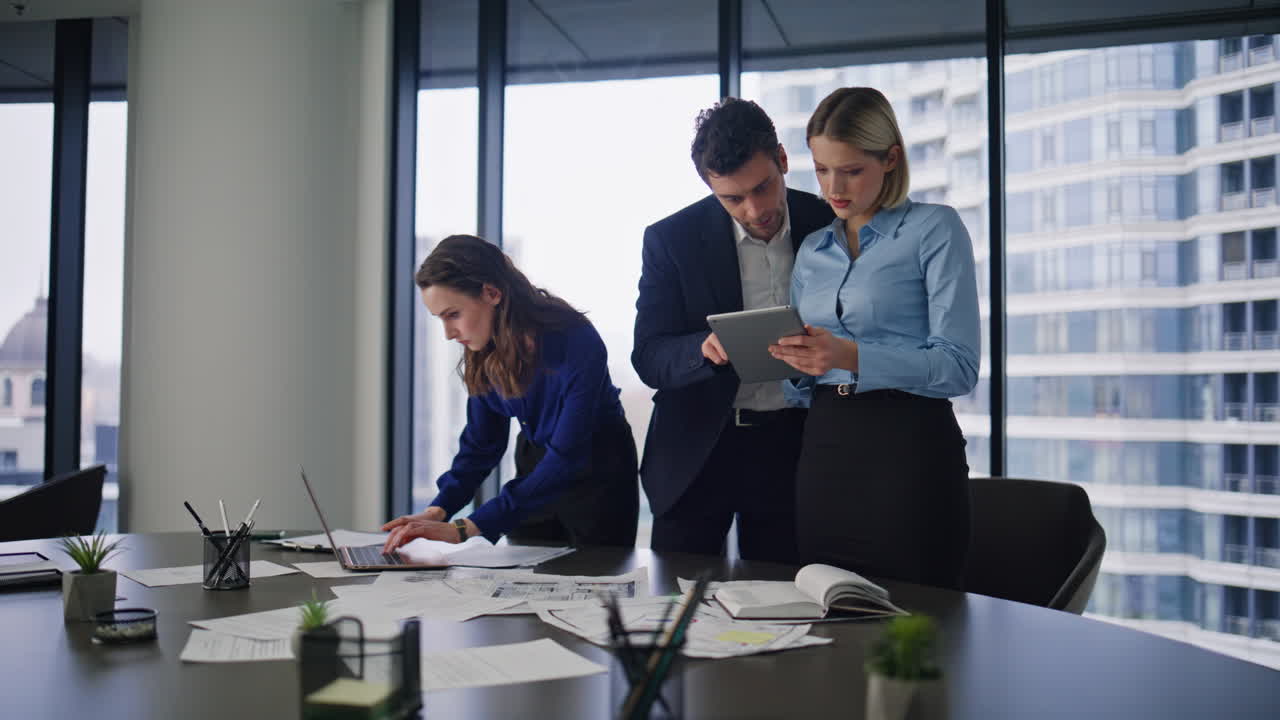 Business team collaborating in modern office