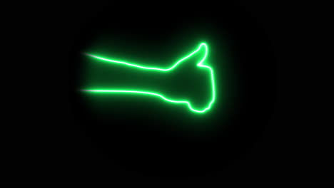 neonlight greencolored hand signs from thumbsup to thumbsdown