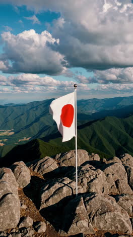 japanese flag on mountain summit