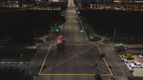 night city intersection aerial view