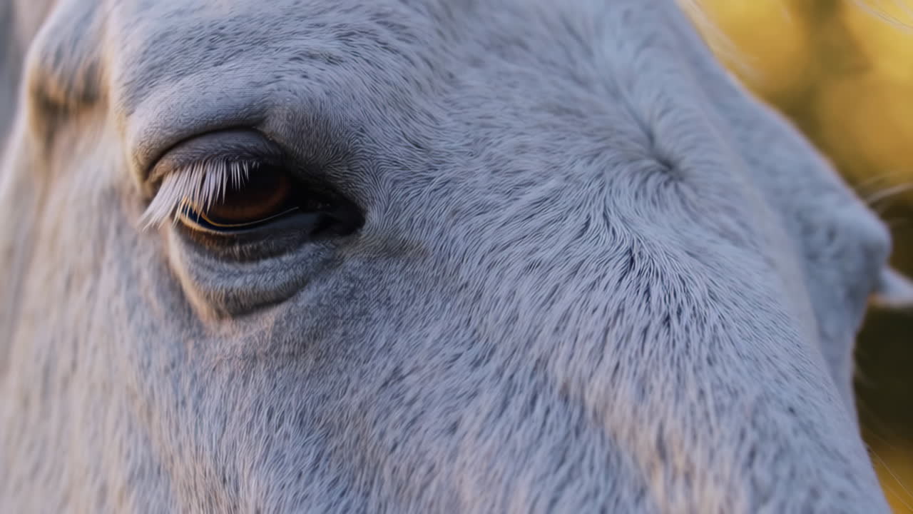 Close-up of a horse's eye and fur