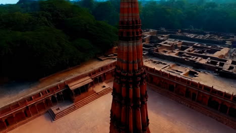 aerial view of a historical tower in india
