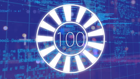 animación del procesamiento de datos y el escaneo del alcance sobre fondo azul