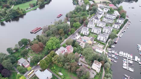 island of luxury condos fly over with drone berlin