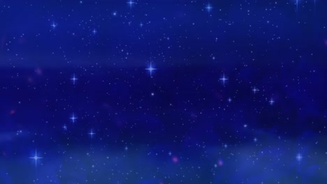 Glowing-stars-moving-against-blue-background
