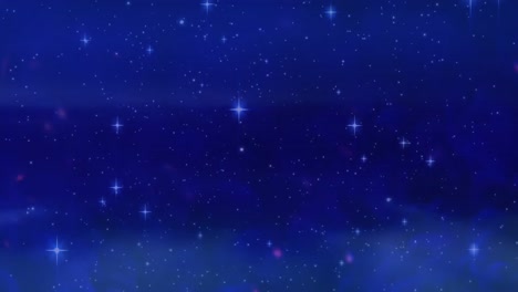 glowing stars moving against blue background