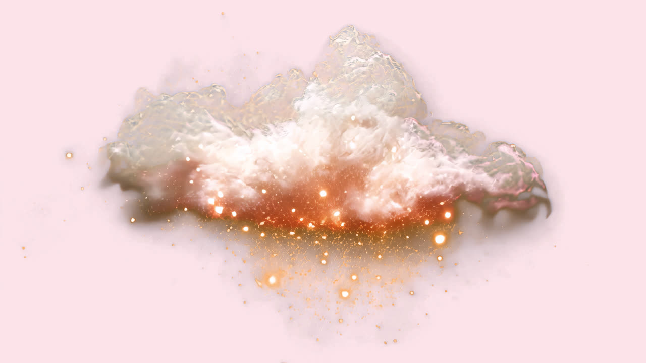 Ethereal glowing cloud formation animated overlay, transparent 4K video, alpha channel, ProRes 4444