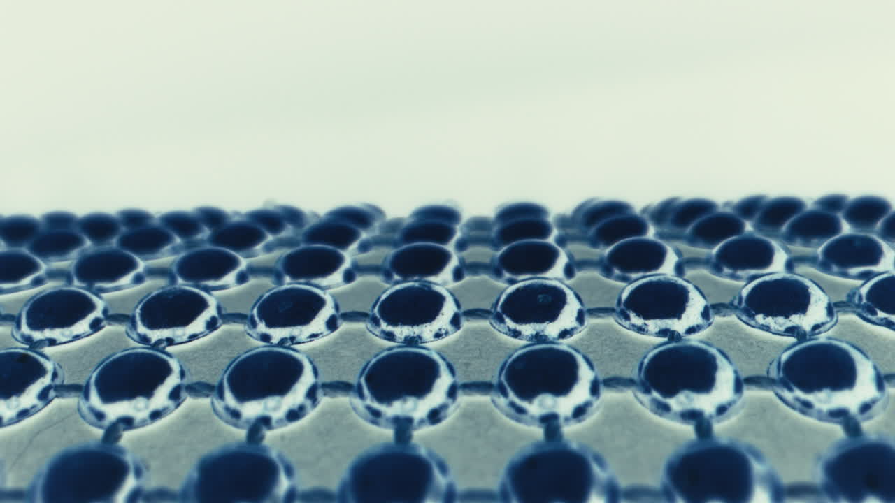 Close-up view of a repeating pattern of spheres