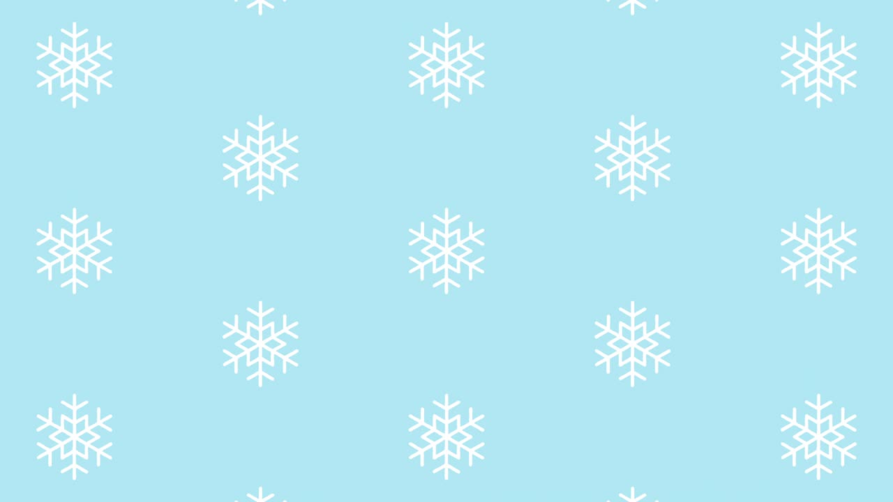 Falling white snowflakes on light blue background (seamless loop)