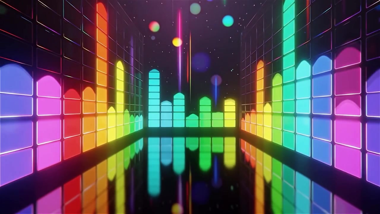 Futuristic Rainbow Neon Music Equalizer Visualizer Background