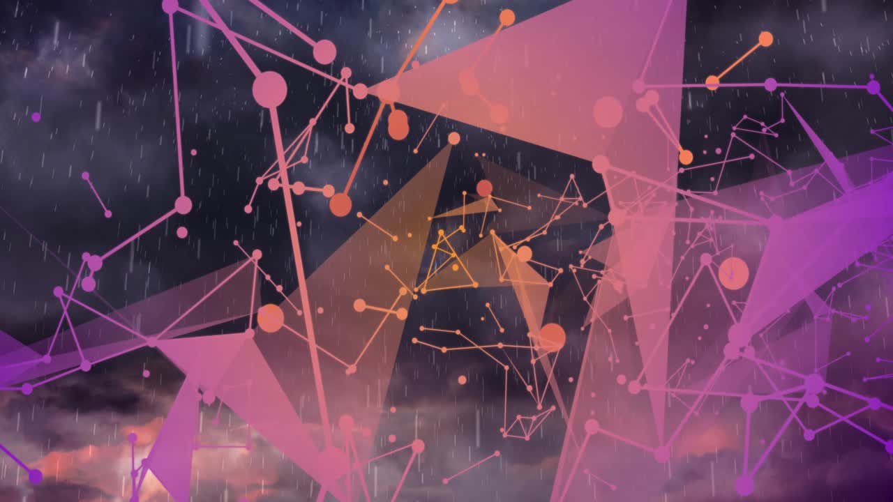 Animation d'un réseau de connexions avec icônes au-dessus d'un motif et de traitement de données
