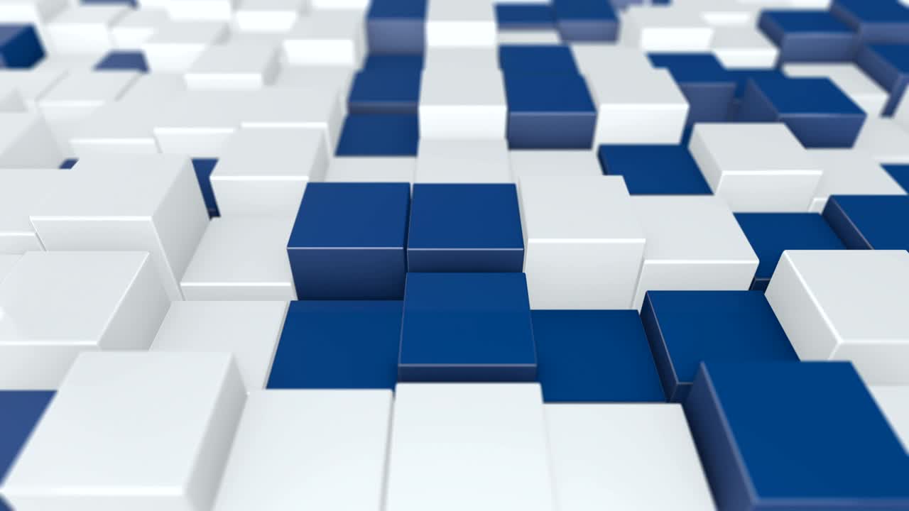 extrusión de cubos azules. rendido geométrico en 3d animación suave. bucle sin costuras generado por computadora fondo abstracto