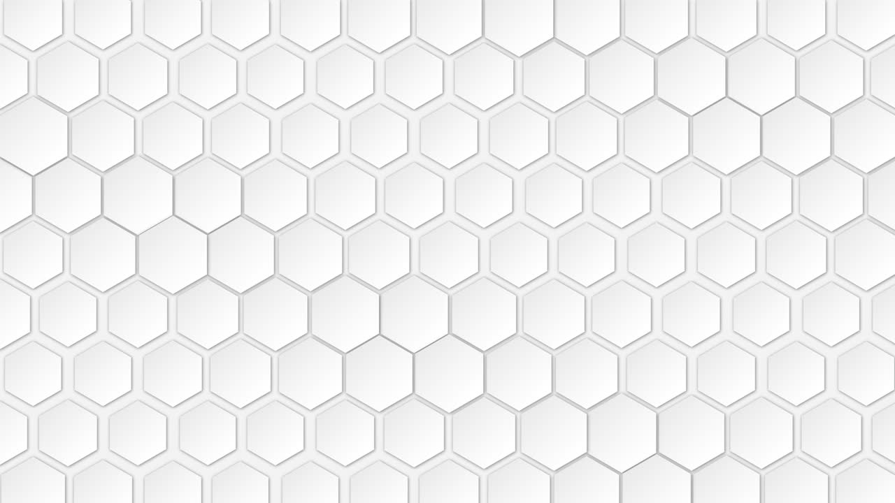 hexágonos abstractos fondo geométrico, textura minimalista blanca, animación en bucle 2d en 4k. bucle sin costuras hexágono digital de movimiento