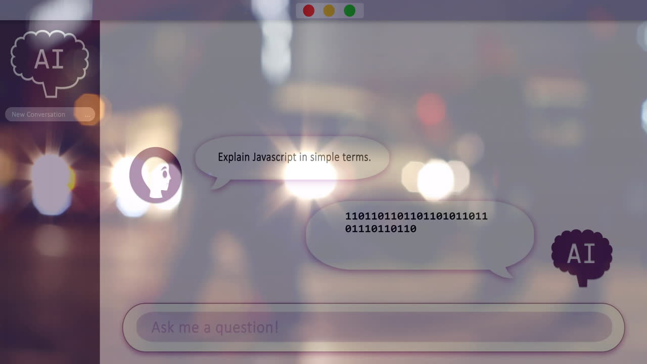 animación de chat de inteligencia artificial sobre el paisaje urbano