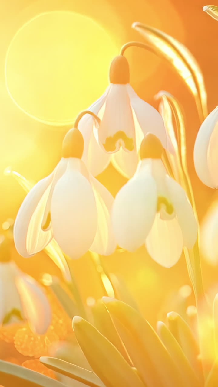 A bunch of white flowers are in a field with a sunset in the background. The flowers are small and delicate, and the sunset adds a warm and peaceful atmosphere to the scene