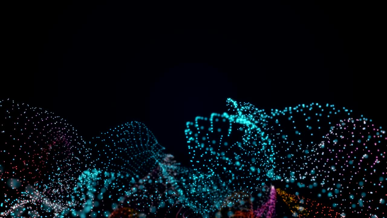 Seamless abstract animation metamorphosis of amorphous shape from dots and lines