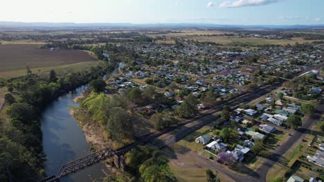 Railway-Bridge-Spanning-Richmond-River-In-Casino-Town,-NSW,-Australia