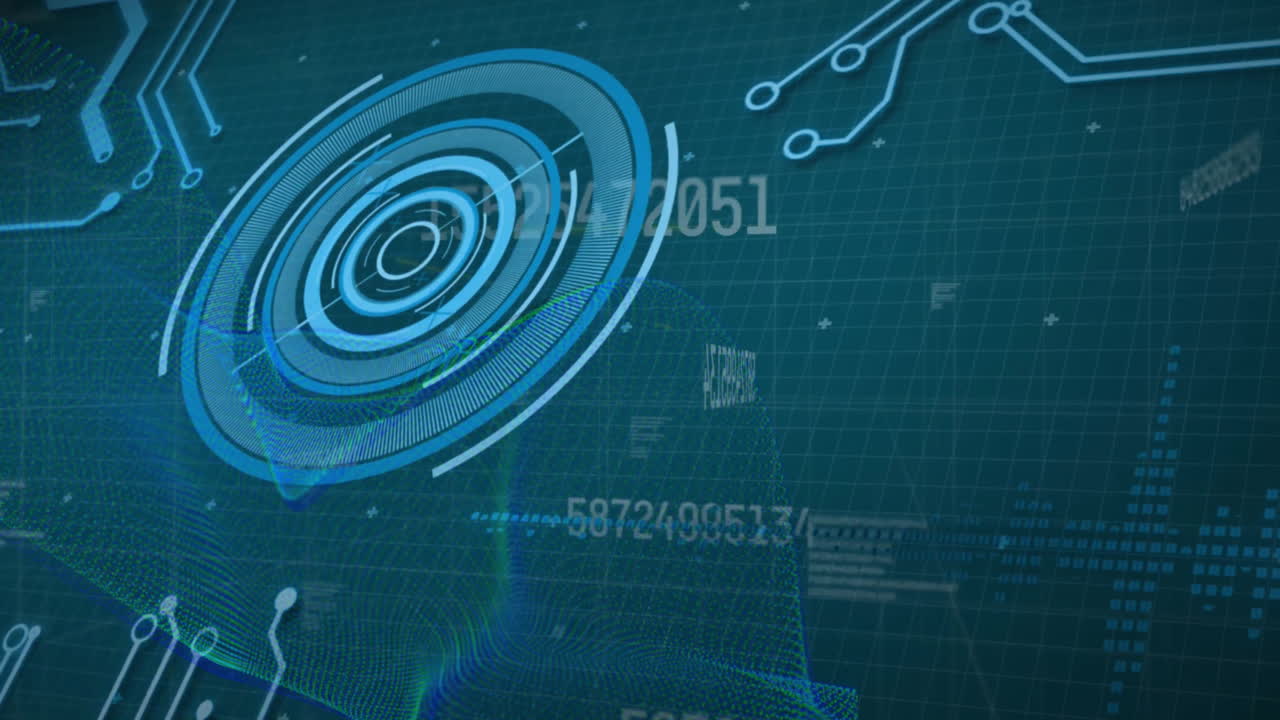 animación del alcance y procesamiento de datos a través de una placa de circuitos informáticos