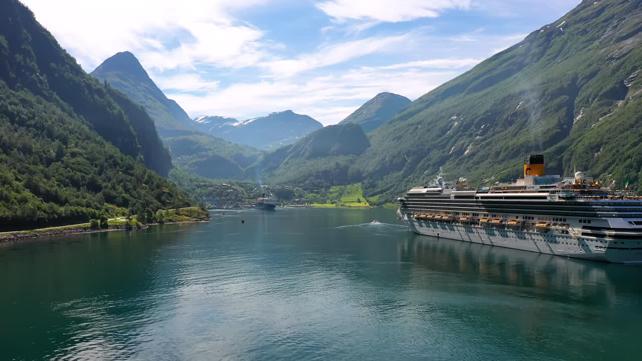 노르웨이 의 게이랑거 피오르드 에 있는 크루즈 선박