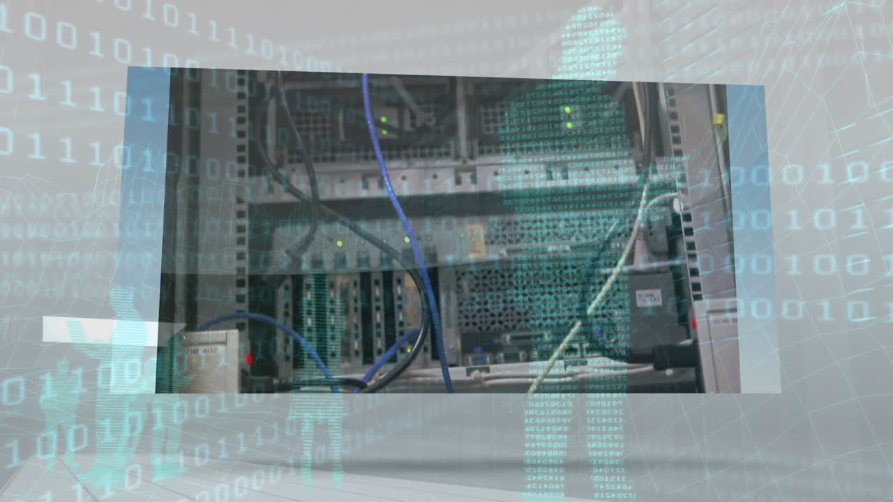 Animation of data processing over server room