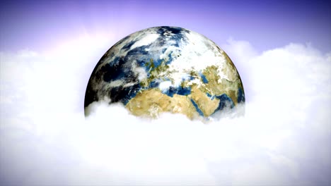 tierra, nubes y fondo del cielo, concepto de naturaleza limpia, animación, renderización, bucle, 4k