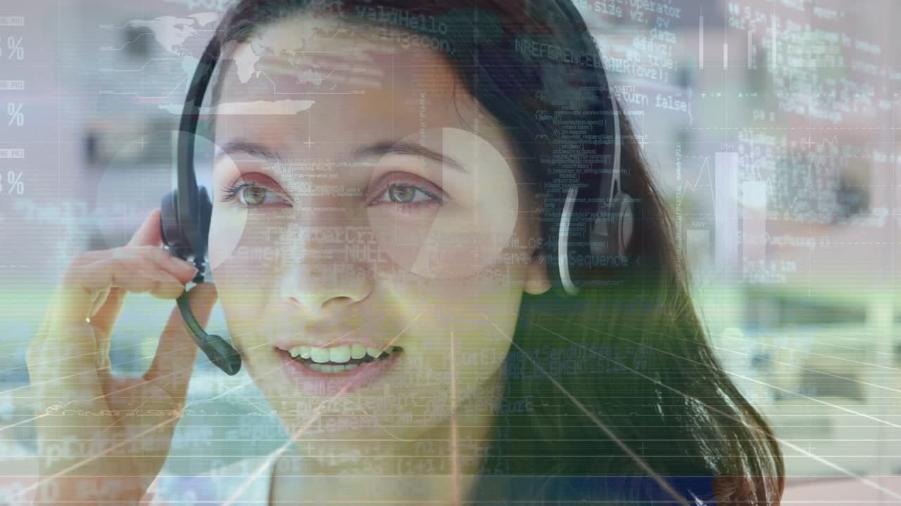 Animazione di statistiche ed elaborazione dati su sfondo grigio