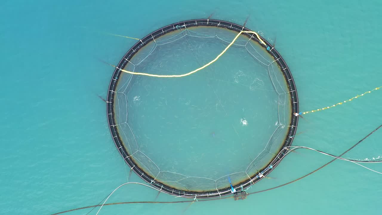 imágenes aéreas de granjas de pesca de salmón en noruega