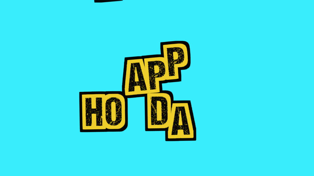 signo estilizado de felices fiestas en fondo de gradiente azul