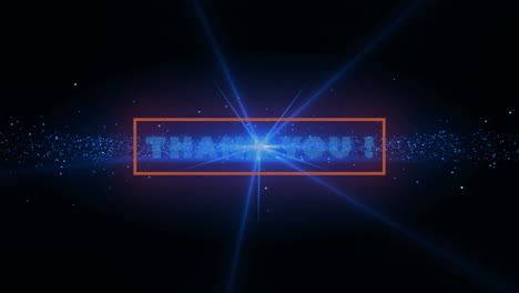 animación de texto de agradecimiento sobre onda azul y luz