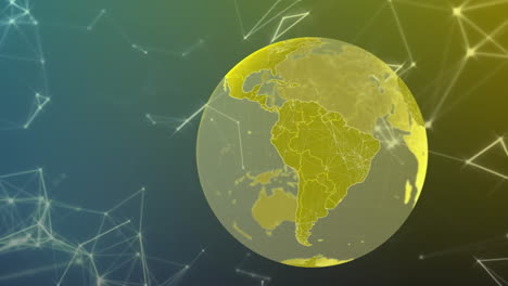 animación de globos y puntos conectados que forman formas geométricas sobre un fondo de gradiente