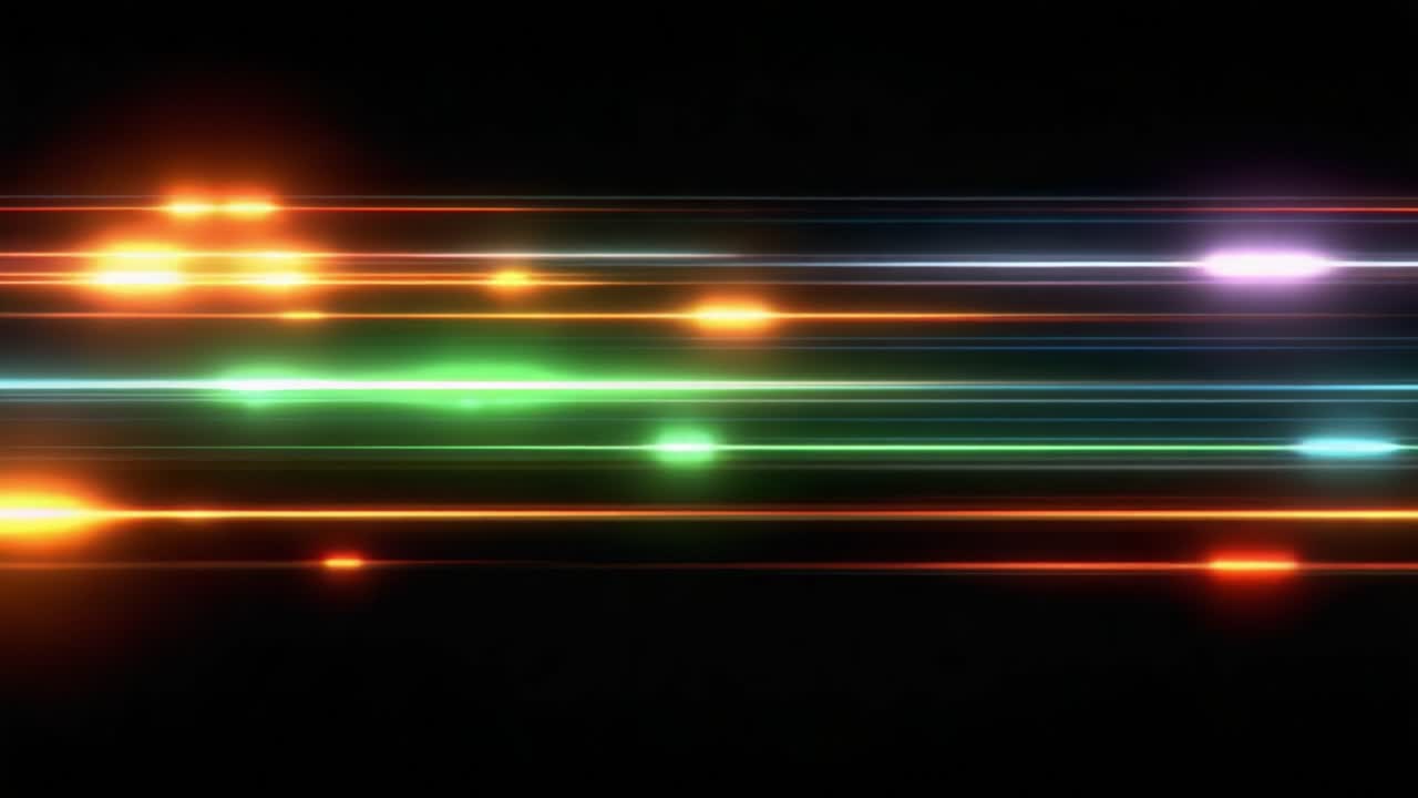 Esplorando scie luminose vibranti in movimento: una visualizzazione dinamica di impulsi e modelli colorati su uno sfondo scuro