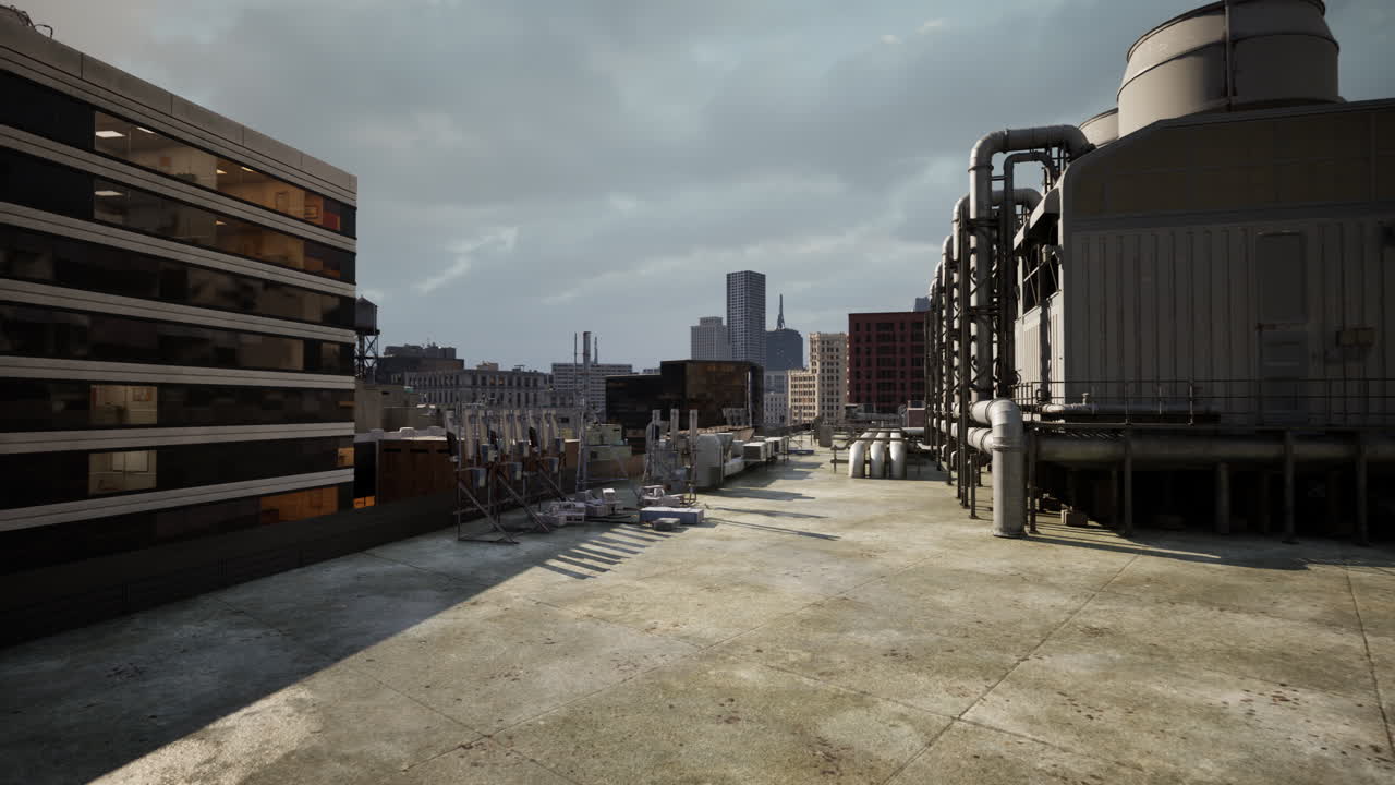 vista de la azotea industrial de una ciudad